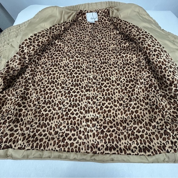 Spiegel Beige Quilted Jacket 100% Silk with Animal Print Lining - Picture 5 of 8